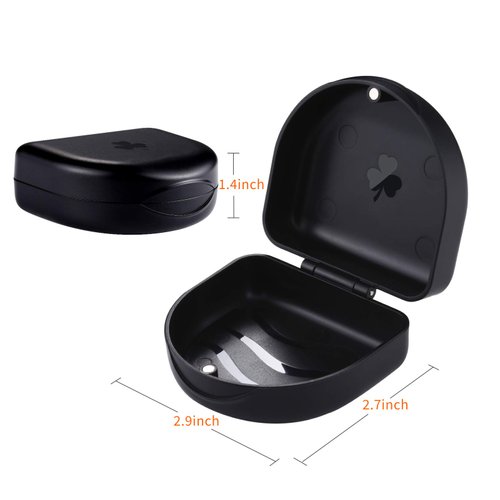 ZIZNBA (2 Pack) Retainer Case,Solid Orthodontic Retainer Case-black