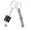 FEBRYTOLD 5 Pcs Car Parts Model Key Chains, Colorful Turbo Keychain, Black Manual Gearbox Keychain, Colorful Tire Rim Keychain, Blue Brake Rotor Keychain, Red Spring Shock-absorber Keychain