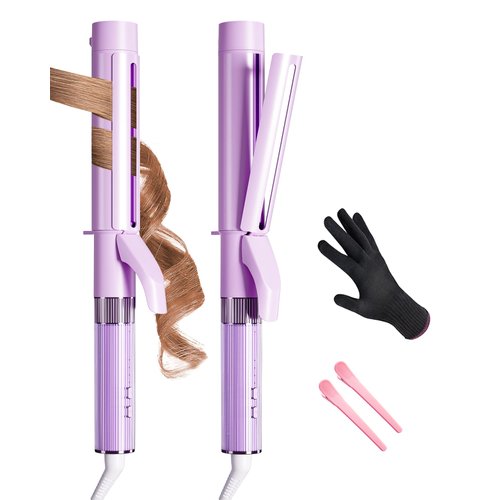 1.25 Inch Curling Wand, 1-1/4 Inch Ceramic Flat Iron Hair Straightener and Curler 2 in 1,Professional Curling Wand 4 Adjustable Temps & Automatic Shutdown for All Hair Types