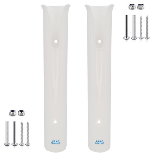 ISURE MARINE 2PCS Fishing Rod Holder Rod/Ship Yacht Fishing Rod Frame Portable Lightweight and Durable Tube Rod Rack-Replacement Parts with Screws (White)