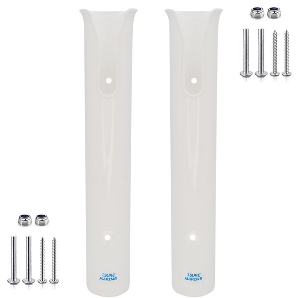 ISURE MARINE 2PCS Fishing Rod Holder Rod/Ship Yacht Fishing Rod Frame Portable Lightweight and Durable Tube Rod Rack-Replacement Parts with Screws (White)