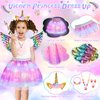 Toddlers Light Up Princess Dress Up Clothes for Little Girls 3-6, Unicorn & Peach Kids Dress Up Princess Costume with Tutu, Wing, Play Jewelry, Kid Pretend Play Princess Toys Gift for Girls Toddler