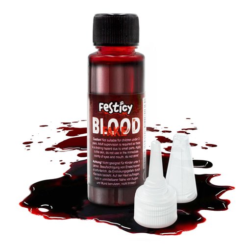 Festicy Premium Fake Blood 0.88oz I Realistic Halloween Blood Makeup I Vampire Blood for Costumes I Washable Fake Blood Makeup for Halloween & Carnival I Ideal for Zombie Makeup, Vampire Makeup Kit
