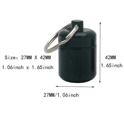 2 Packs Alumium Pill Container Keychain Pocket Coin Stashes Metal Medication Pill Holder Travel Pill Box (Gray and Black)