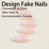 MERVF Almond Press on Nails Medium Fake Nails Ombre White French Tip Stiletto Glue on Nails with Design Acrylic Nails Press ons False Nails 24pcs Glossy