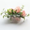 Fangsen Wedding Boho Pink Rose Babysbreath and Eucalyptus globulus Flower Hair Comb Bridal Headpiece Floral Hair Accessories for Brides and Bridesmaids Silver (Ivory)