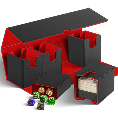 Kitoyz Card Deck Storage Box with Dice Tray for Trading Card, 5 in 1 Removable Card Deck Case Holds 900+ Unsleeved Cards, Strong Magnet Card Organizer Compatible with Game Cards Sports Cards