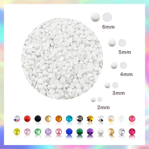 CLRDIVA Craft Rhinestones Resin 5mm White Rhinestones for Crafting Flatback Rhinestone Bedazzling Gems Bulk Jelly Crystals Round Diamonds for Crafts Shoes Tumblers Nails Makeup DIY Bling Decoration