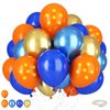 Orange Blue Balloons, 12 Inch Royal Blue and Orange Balloons, Blue Gold Metallic Balloon Orange Latex Balloons with Star Printed Balloon for Kids Dragon Cartoon Theme Anime Birthday Party Decorations