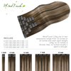WindTouch Clip in Hair Extensions Human Hair Extensions Clip in Extensions Balayage Medium Brown to Caramel Blonde Hair Extensions Real Human Hair 16Inch 7Pcs 120g Hair Extensions Clip Ins