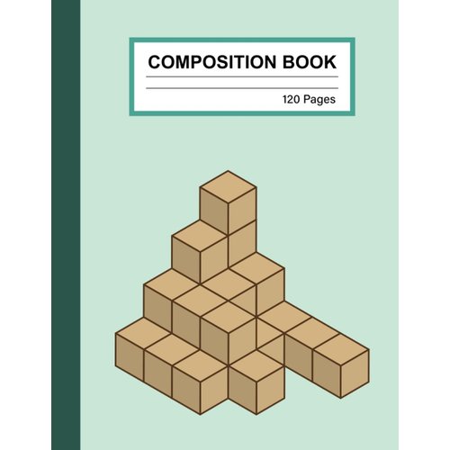 Composition Notebook: 3d Cube Composition Book - Wide Ruled, 8.5x11, 120 Pages, Light Brown Cube, Brown Edge, Mint
