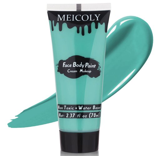 MEICOLY Cream Teal Face Body Paint,2.37Oz Large Tube Water Based Body Paint Face Painting for Adults and Kids,Halloween Face Paint Stage SFX Special Effects,Cosplay Facepaint Peacock Makeup