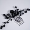 Teyglen Black Crystal Hair Comb Bridal Black Rhinestone Hair Comb Wedding Hair Accessories Shiny Black Rhinestone Side Hair Comb Black Headpiece Hair Pieces for Women Bride Girls