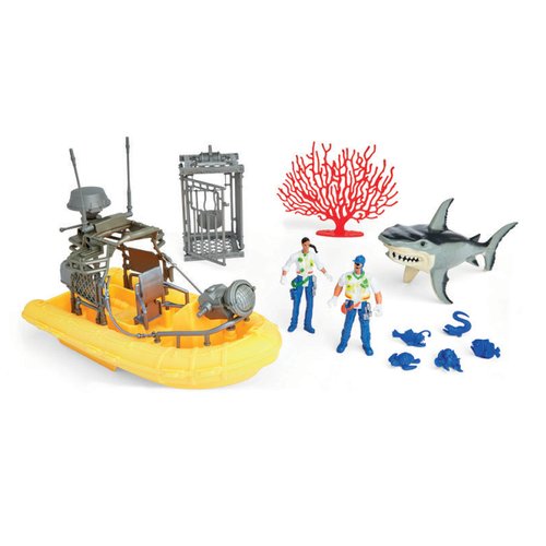 Kidoozie Dino Adventure Playset, 11 Piece Set, Includes Poseable Figures, All Terrain Vehicle, and Helicopter, for Children 3 Years and Older, Multi