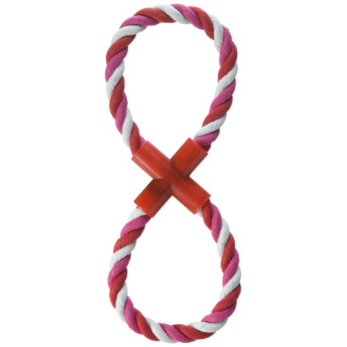 Boss Pet Products 03897 Digger's Multi-Colored Figure 8 Rope Tug Dog Toy, Red