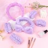 ACO-UINT 6Pcs Spa Headbands and Wrist Washbands Set, Skincare Headbands Sponge Face Wash Headband Makeup Headband, Terry Cloth Headbands Face Towel Wristbands Puffy Hair Band for Washing Face