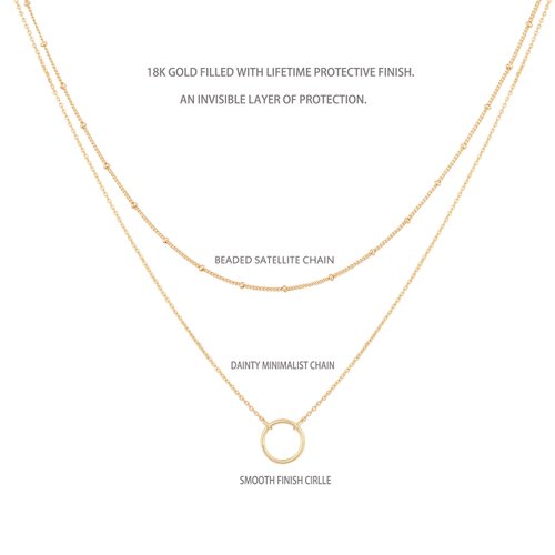 MEVECCO Gold Layered Choker Necklace for Women,18K Gold Plated Cute Dainty Karma Round Circle Disc Charm Small Beaded Satellite Chain Minimalist Choker Necklace for Girls