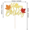 1 PCS Maple Leaf Happy Birthday Cake Topper Glitter Fall Autumn Harvest Theme Cake Pick for Thanksgiving Day Theme Birthday Party Cake Decorations Supplies