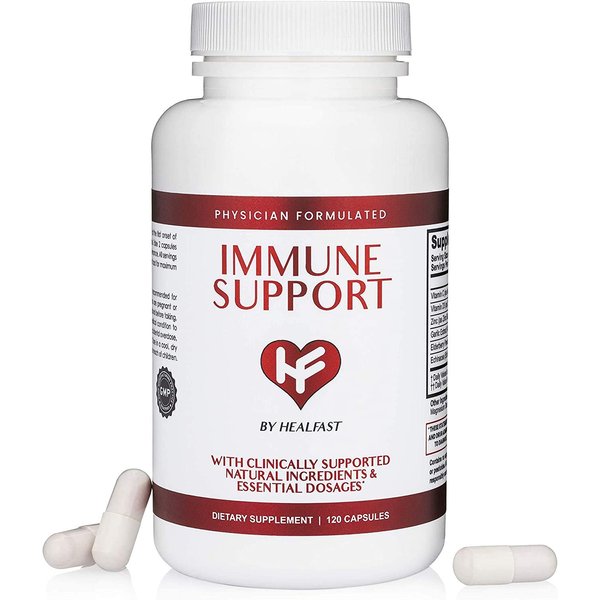 HealFast Clinical Immune Support Supplement | Sambucus Black Elderberry with Zinc and Vitamin C, D, Garlic, Echinacea | Wellness Formula for Immune Defense | Immunity Vitamins - 120 Capsules