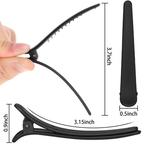 24 Pcs Hair Sectioning Clips Hair Clips for Styling Alligator Hair Barrettes Pins Plastic Duck Billed Alligator Hair Clips Duck Teeth Hair Accessory for Women with Container, 2.95 Inch (Black)
