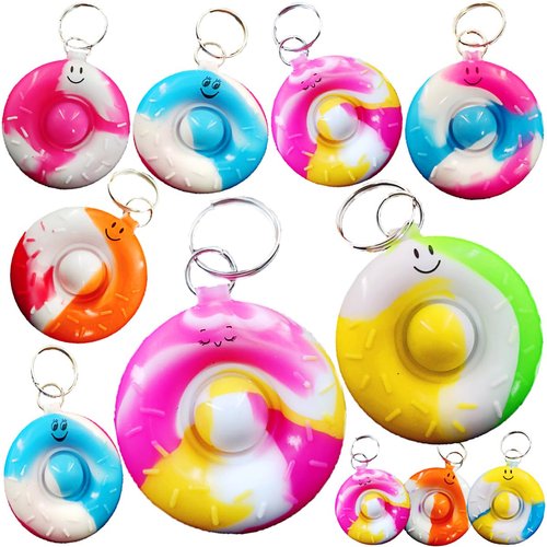Roaqua (Students Gifts) 10 Packs Bulk Round Backpack Mini pop Keychain, for Boys and Girls Kids Birthday Party Favors Supplies Classroom Prizes