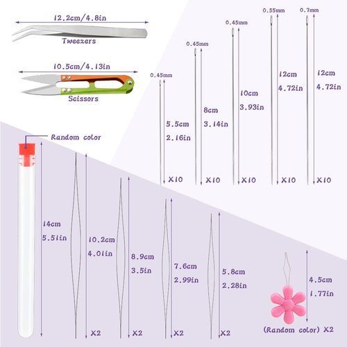 58 Pcs Beading Needles Set,50 Pcs Long Straight Beading Thread Needles, 8 Pcs Big Eye Beading Needles with Threader, Needle Bottle, Yarn Scissors,Tweezers for Bracelets and Jewelry Making