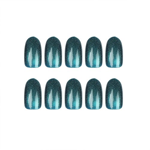 24 Pcs Cat Eye Press on Nails Short Oval Fake Nails Artificia Acrylic Nails Press ons Dark Blue Full Cover Glue on Nails Glossy Stick on Nails for Women & Girls