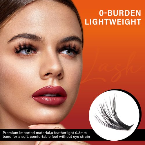 VYRILA Lash Cluster 240pcs Individual Lashes,8-16mm Diy Lash Extension,C Curl Lash Clusters Wispy,3D Natural Lash Clusters Look Like Eyelash Extension DIY at Home (Orange 40P-C-8-16mix)