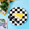 40 Pcs Race Car Birthday Party Supplies Black and White Checkered Party Supplies 7"Checkered Paper Plate,Black White Plate for Kids Car Sports Themed Racing Birthday Party Decorations (Black White)
