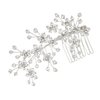 SAMKY Handmade Crystal Bead Flower Bridal Tiara Hair Comb - Silver Plated FC017