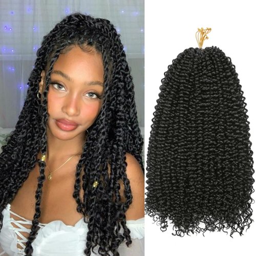 Hanne Fashion Afro Kinky Curly Crochet Hair Jerry Curl Braiding Hair Extensions for Black Women 6...
