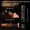 All-in-one Cigar Torch Lighter with Triple Flame, 2 Cigar Holders, Cigar Draw Enhancer, Cigar Punch, Cigar Accessories for Men's Gifts, Refillable Windproof Butane Cool Lighters for Smoking, Candles