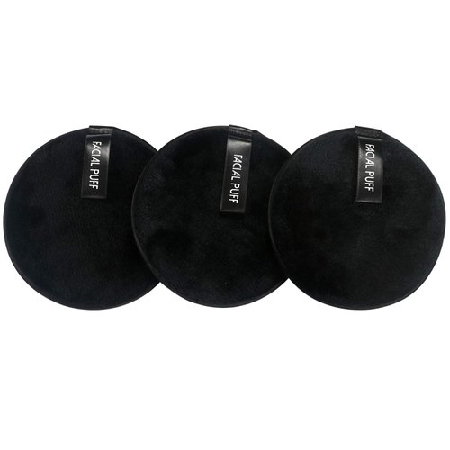 Vtrem 3 PCs Makeup Remover Pads: Reusable Soft Facial Cleaning Puffs Towels Christmas gifts Washable Make Up Removing Cloth Microfiber Multi-function, Black