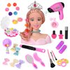 36PCS Doll Head Hair Styling Makeup Toy Set Kids Pretend Play Hair Styling Set with Hairdryer Curling Iron Crown Hairpins Accessories Beauty Hair Stylist Kit Birthday Gifts for 3 4 5 6+ Years Old