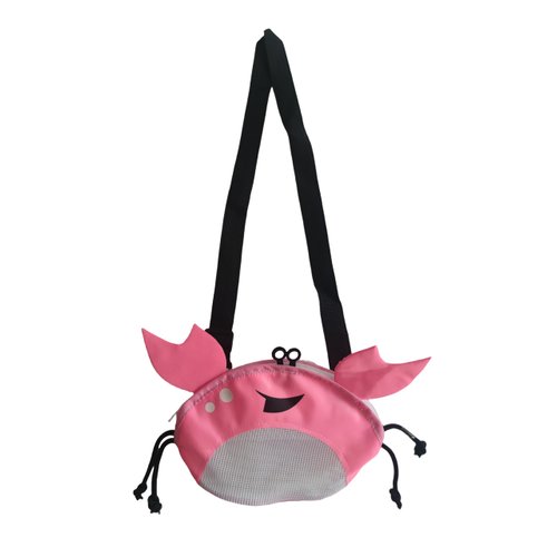 Frieyss Kids Beach Bag Shell Collecting Bag for Seashell Lovers Perfect for Sand Toys, Beach Toy Storage, and Beach Sand Removal Collapsible and Convenient Set with 4 Silicone Toys (Pink)
