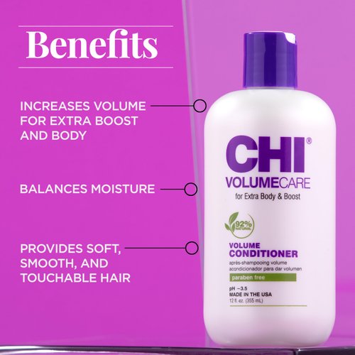 CHI VolumeCare Volumizing Conditioner, Increases Volume on Thin, Fine, or Flat Hair, Moisturizing Formula, Sulfate, Paraben, & Cruelty-Free, 12 Oz