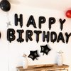 23pcs Birthday Balloons Banner, 3D Black Premium Mylar Foil Letter Happy Birthday Banner with 5pcs Star Balloons Kits for Kids Girls Boys Men Adults Birthday Party Decorations Supplies