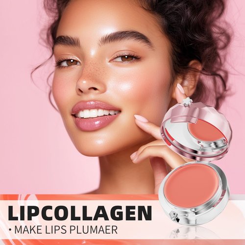 Vawolecy Moisturizing Lip Mask, Moisture & Collagen Booster Lip Sleeping Mask with Mirror, Sleeping Lip Butter Balm