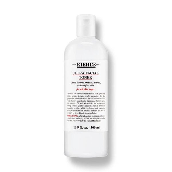 Kiehl's Ultra Facial Toner with Squalane, Gentle Alcohol-free Face Toner, Hydrates Skin and Refines Skin Texture, Non-stripping Formula, with Avocado Oil & Vitamin E, Paraben-free - 16.9 fl oz