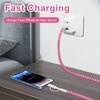 VOFUOE USB C Cable 2 in 1 Multi Charging Cable USB A to USB C Cable USB A to iPhone Cable Fast Charging Cord Bead Chain for Girls Women Extra Long 6.6FT for iPhone 16 Pro Max iPad 10th Gen-Hot Pink