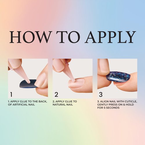 KISS Voguish Fantasy Press On Nails, Nail glue included, 'Glam and Glow', White, Short Size, Squoval Shape, Includes 28 Nails, 2g glue, 1 Manicure Stick, 1 Mini File