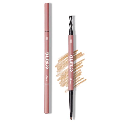 Eyebrow Pencil Blonde with Dual-ended Design, Waterproof Eyebrow Microfilling Pen with Built-in Spoolie, Automatic 2mm Micro Tip Draws Tiny Brow Hairs and Fills in Sparse Brows Precisely, Blonde, YES.EYE DO