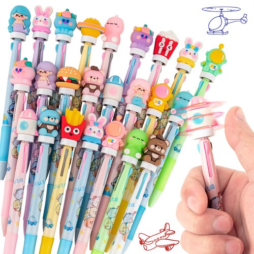 24 Fidget Spinner Multicolor Pen in One 3-in-1 | Fun Cute Pens for Kids & Adults | Stress Relief Rotating Pen 0.5mm | Perfect for School, Office, Home, Birthday Gifts