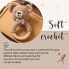 Wooden Baby Rattle Crochet Bear Baby Toys Handmade Newborn Toy Early Development Grips Stuffed Animal Organic Rattle (Bear)