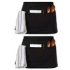 LRUUIDDE Server Aprons with 3 Pockets, Black Server Waist Aprons, Waitress Half Apron,Waterdrop Resistant Waitress Apron (Black-2 Pack)
