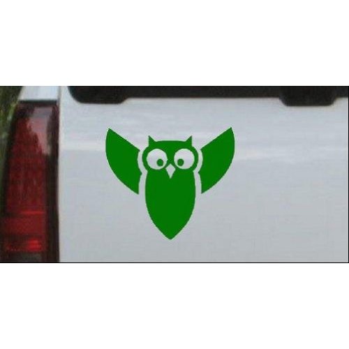 Dark Green 3in X 3.5in - Native American Owl Animals Car Window Wall Laptop Decal Sticker