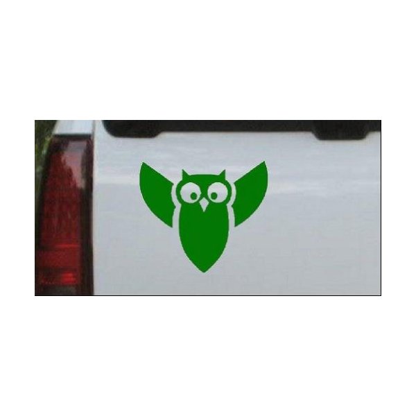 Dark Green 3in X 3.5in - Native American Owl Animals Car Window Wall Laptop Decal Sticker
