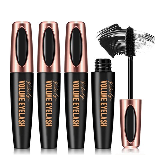 4D Silk Fiber Lash Mascara，Waterproof Smudge-proof Thickening Mascara,Extension Voluminous Fiber Mascara,Thickening Softer Fuller Lashes,Long-Lasting No Flaking,All Day Exquisitely Full(3PCS)