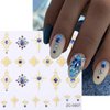 4 Sheets 5D Crystal Soft Glue Embossed Sun Star Nail Stickers for Nail Art with Rhinestones - Colorful Irregular Geometric Flower Butterfly Nail Art Stickers Decals Designs for Women Girls Acrylic