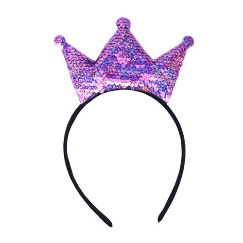 Crown Headband Laser Glitter Hair Band Crown Sequin Hair Accessories Girls Women Birthday Party International Children's Day (Violet)